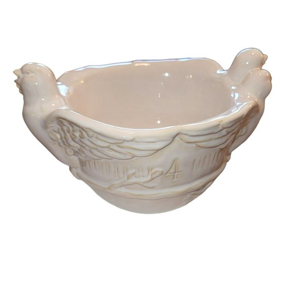 Pottery Barn Four Calling Birds Serving Bowl Twelve Days of Christmas NIB DH548 - Picture 7 of 9